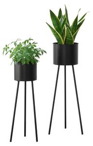 Set de Cache-Pots Dalhem Noir - Métal - 26 x 66 x 26 cm