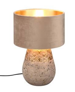 Tischlampe Nachttisch Samt Beige Gold Beige - Gold - Grau