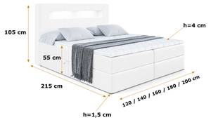 Boxspringbett - ORGOL Hochglanz Weiß - Breite: 200 cm - H4