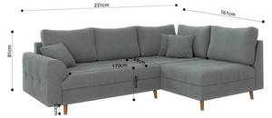 Ecksofa und Hocker Oskar Grau - Armlehne davorstehend rechts - Ecke davorstehend links