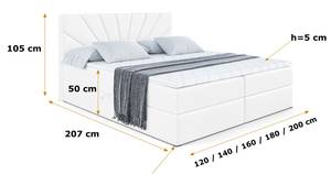 Boxspringbett MILTIO Hochglanz Weiß - Breite: 200 cm - H3