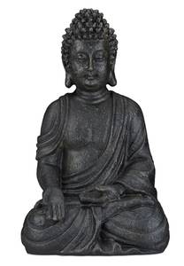 Buddha Figur sitzend 40 cm Anthrazit