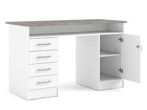 Schreibtisch Plus Weiß - Holz teilmassiv - 126 x 76 x 55 cm