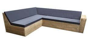 Lounge-Set Braun - Massivholz - 220 x 70 x 200 cm