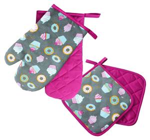 Ofenhandschuhe Muffins 2 Stück Pink - Textil - 17 x 1 x 29 cm