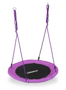 Balançoire nid d'oiseau rond 90 cm Noir - Mauve - Blanc