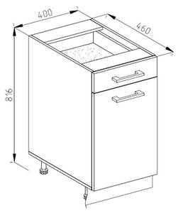 Meuble cuisine R-Line 37115 Anthracite brillant - Imitation chêne truffier de sonoma - Largeur : 40 cm