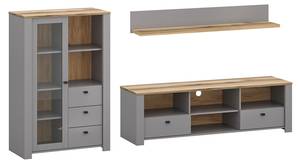 Wohnwand LATOUR 3-teilig Braun - Grau - Holzwerkstoff - 255 x 135 x 57 cm