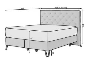 Boxspringbett BALIAN Graphit - Breite: 198 cm