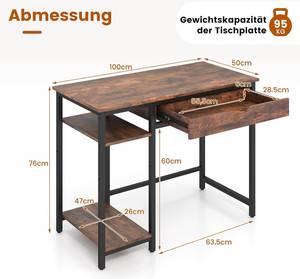 Schreibtisch ON32771ORDE Braun - Holzwerkstoff - 50 x 76 x 100 cm