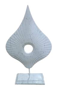 Skulptur Ellipse Weiß Marmoroptik Weiß - Kunststoff - Stein - 16 x 38 x 8 cm