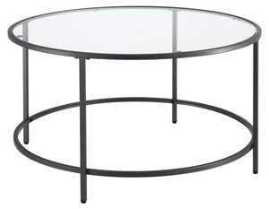 Table Basse Kouvola Ronde pour Salon Noir - Verre - 84 x 46 x 84 cm
