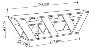 Meuble TV Ralla Gris - Bois manufacturé - 30 x 40 x 158 cm