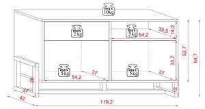 Buffet Bas Oslo Blanc - Bois manufacturé - 42 x 65 x 120 cm