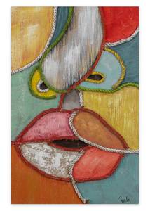 Acrylbild handgemalt Blow me a Kiss Massivholz - Textil - Holz teilmassiv - 60 x 90 x 3 cm