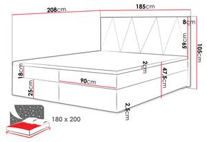 Boxspringbett Fado III Schwarz - Breite: 185 cm