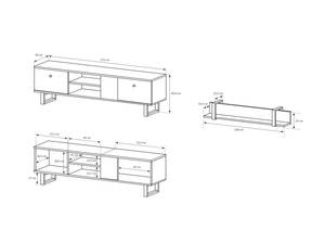 Fernsehtisch AVIO RTV175 Grau - Holzwerkstoff - Kunststoff - 175 x 51 x 40 cm