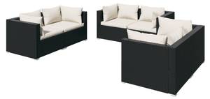 Garten-Lounge-Set (6-teilig) 3013635-18 Schwarz - Creme - Weiß