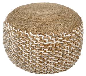 Pouf Hocker Jute rund Braun - Weiß - Naturfaser - 45 x 35 x 45 cm