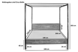 Himmelbett ROMY Akazie Dekor - Braun - Breite: 140 cm