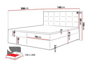 Boxspringbett Fado I Schwarz - Breite: 145 cm