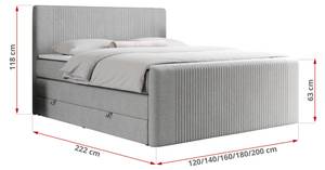 Boxspringbett KING DOREN Breite: 140 cm - H3 - Textil