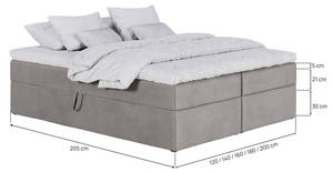 Boxspringbett ohne Kopfteil Simple Grau - Breite: 120 cm - H4