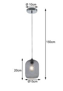 LED Pendelleuchte Rauchglas Grau Ø15cm Grau - Durchmesser Lampenschirm: 15 cm