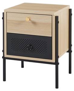 Nachttisch Tysnes Schwarz - Braun - Holzwerkstoff - Metall - 39 x 47 x 35 cm