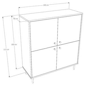 Sideboard VENUS SB100 4D Beige - Holzwerkstoff - Kunststoff - 100 x 113 x 40 cm