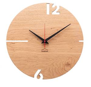 Horloge murale design Puhr oak round Beige - Bois/Imitation - En partie en bois massif - 30 x 30 x 4 cm