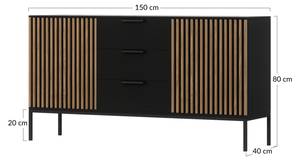 Buffet SAVANNA Marron - Bois massif - 150 x 80 x 40 cm