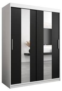 Armoire à portes coulissantes Pole Noir - Blanc - Largeur : 150 cm - 2 porte