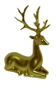 Skulptur Hirsch Sitzend Gold Gold - Kunststoff - Stein - 17 x 20 x 6 cm