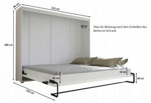 Schrankbett Home Eiche Dekor - Weiß - 191 x 180 cm