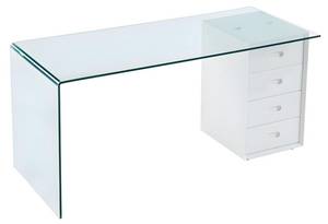 Bureau traditionnel MURIEL Blanc - Verre - 70 x 75 x 160 cm