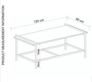 Couchtisch Lara mit Metallfüße Anthrazit Grau - Holzwerkstoff - Metall - 120 x 45 x 60 cm