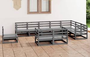 Gartenmöbel-Set (10-teilig) 3009835-1 Grau - Massivholz - Holzart/Dekor - 70 x 67 x 70 cm