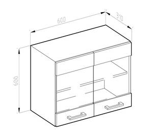 Küchenschrank Glas R-Line 37783 Hochglanz Anthrazit - Weiß