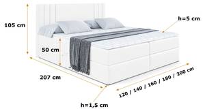 Boxspringbett IDRIKO Hochglanz Weiß - Breite: 180 cm - H3