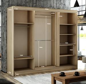 Kleiderschrank PEKA Eiche Sonoma Dekor - Weiß - Breite: 250 cm