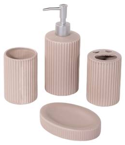 Badezimmeraccessoires 84630 4er Set Beige - Keramik - 22 x 8 x 24 cm