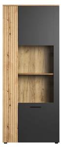 Vitrinenschrank Esteban Grau - Holz teilmassiv - 80 x 195 x 42 cm