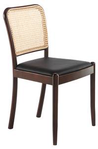 Chaise en simili cuir et rotin Noir - Marron - Bois manufacturé - Rotin - 48 x 84 x 50 cm
