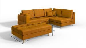 Skandinavisches Ecksofa Amber mit Hocker Gelb - Ecke davorstehend rechts