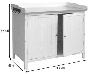 Gartenschrank mit Arbeitsplatte L69 Weiß - Holzart/Dekor - Holz teilmassiv - 100 x 86 x 66 cm