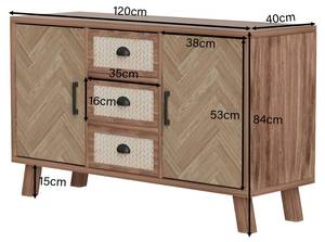 Sideboard FAN AGD66 Braun - Holzwerkstoff - Massivholz - 40 x 80 x 120 cm