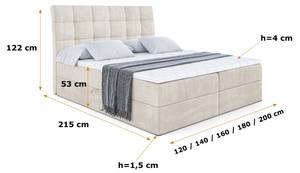 Boxspringbett APO Ecru - Breite: 200 cm - H3