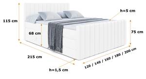 Boxspringbett EDITA-Z KING Hochglanz Weiß - Breite: 160 cm