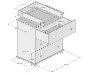 Wickelkommode Liv Weiß - Holzwerkstoff - 46 x 87 x 80 cm